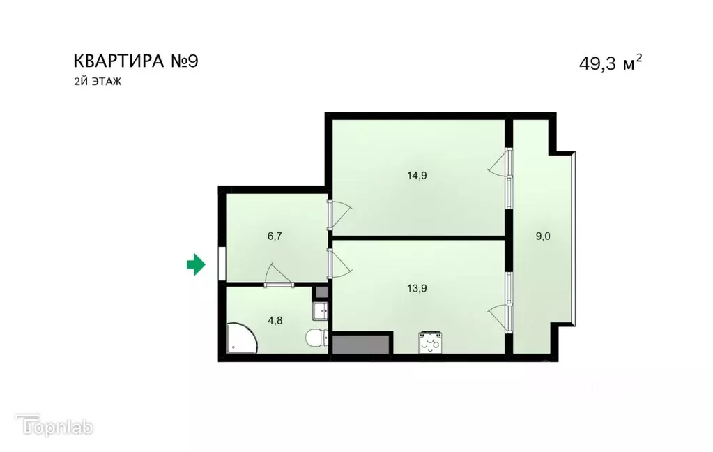 2-к кв. Крым, Ялта ул. Щорса, 10В (49.3 м) - Фото 2