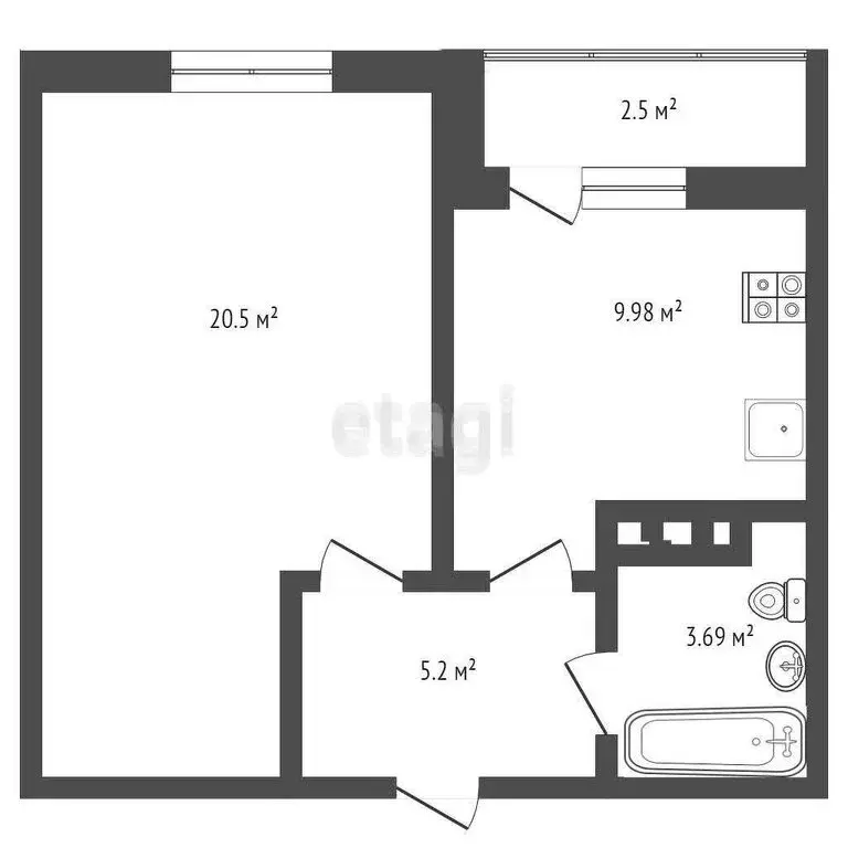 1-комнатная квартира: Калининград, улица Согласия, 50А (47 м) - Фото 0