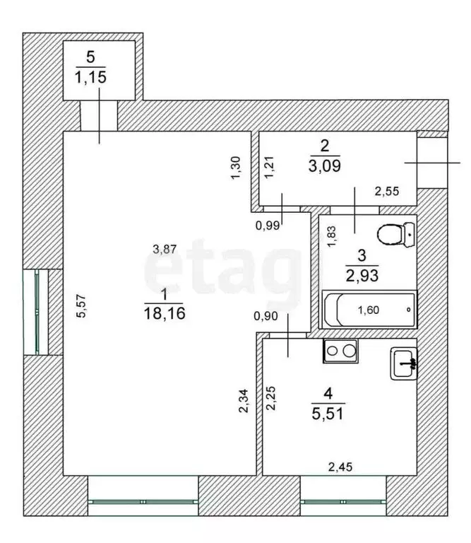 1-комнатная квартира: Ульяновск, проспект Гая, 50 (30.8 м) - Фото 0