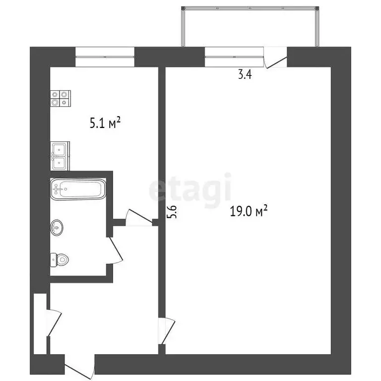 1-комнатная квартира: Вологда, улица Солодунова, 53 (31.4 м) - Фото 0