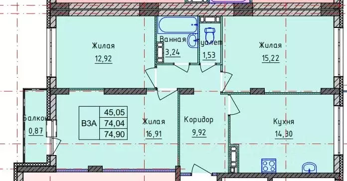 3-к кв. Ярославская область, Ярославль ул. Брагинская, 18к2 (74.9 м) - Фото 0