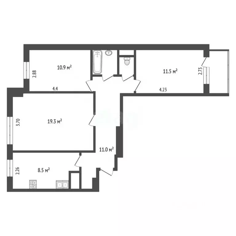 3-к кв. Москва Марксистская ул., 5 (64.2 м) - Фото 1