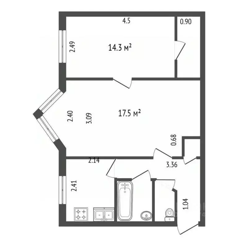 2-к кв. Санкт-Петербург ул. Ленсовета, 87 (44.1 м) - Фото 2