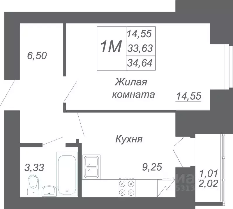 1-к кв. Татарстан, Зеленодольский район, Осиновское с/пос, с. Осиново ... - Фото 1