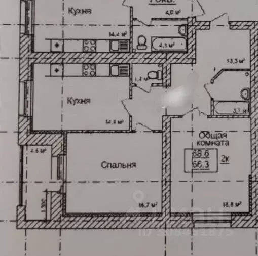 2-к кв. Тамбовская область, Тамбов Селезневская ул., 2Бк1 (68.0 м) - Фото 1