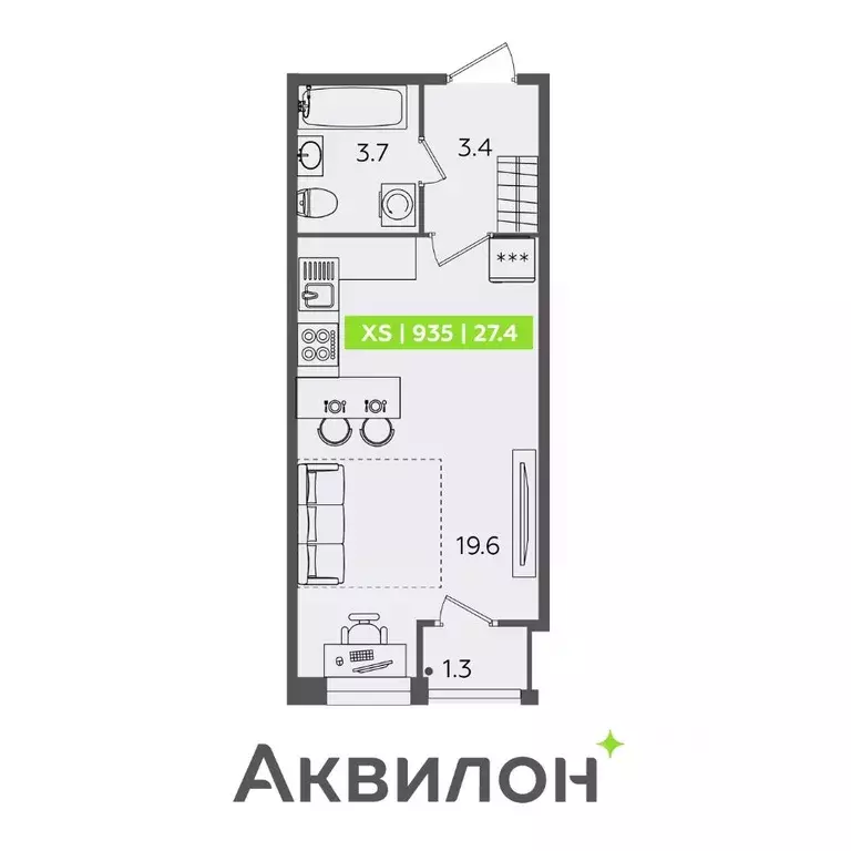 Студия Санкт-Петербург Планерная ул., 87к1 (27.4 м) - Фото 0