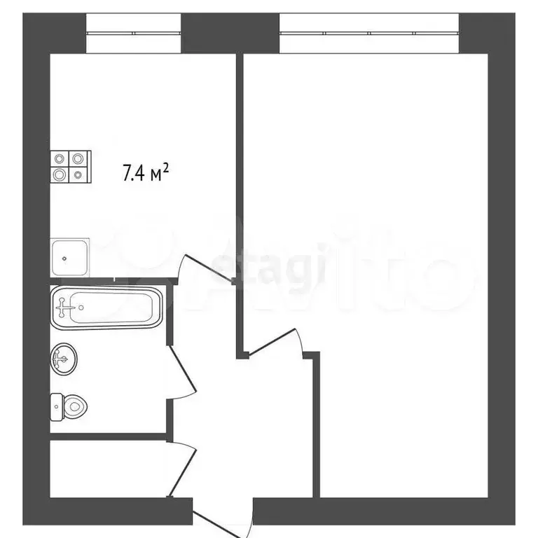 1-к. квартира, 37,4 м, 8/9 эт. - Фото 1