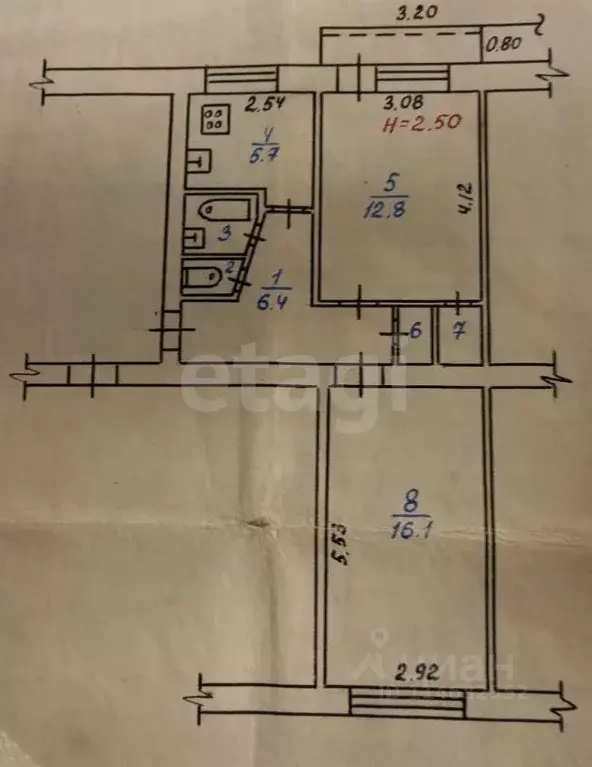 2-к кв. Волгоградская область, Волгоград Триумфальная ул., 14 (46.6 м) - Фото 2