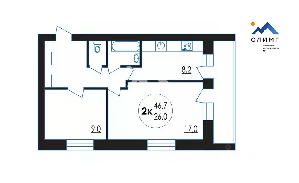 2-к кв. Вологодская область, пос. Фетинино 22 (46.7 м) - Фото 2