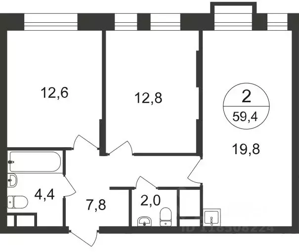 2-к кв. Москва, Москва, Московский г. ул. Лаптева, 9 (59.4 м) - Фото 0
