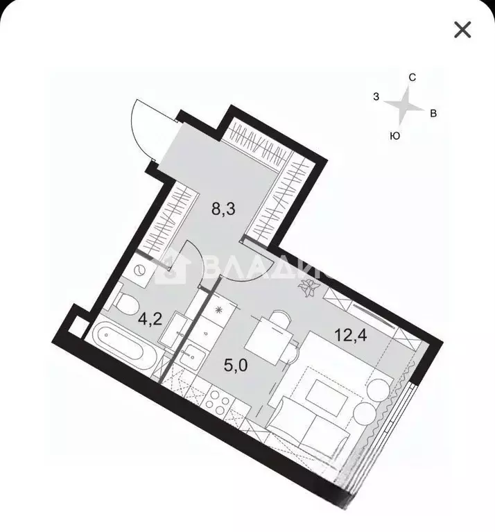 Студия Москва ул. Академика Волгина, 2К1 (29.9 м) - Фото 2