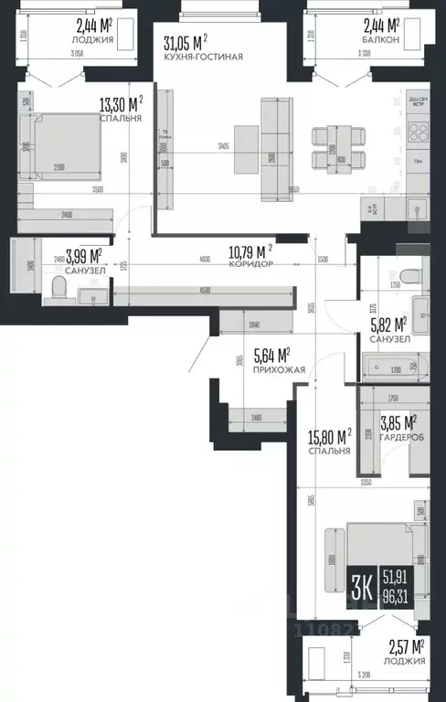 3-к кв. Алтайский край, Барнаул Опера Резиденс жилой комплекс, БС3 ... - Фото 1