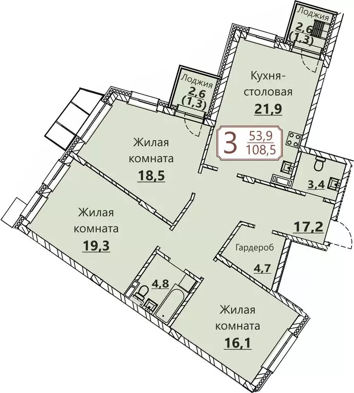 3-комнатная квартира: Чебоксары, квартал Старый город (108.5 м) - Фото 0