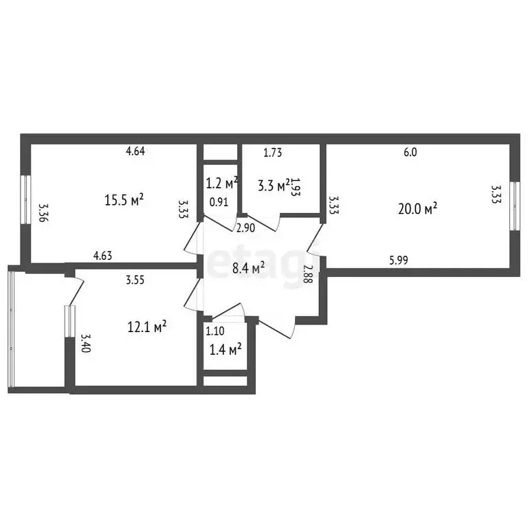2-комнатная квартира: Санкт-Петербург, Богословская улица, 4к1 (65 м) - Фото 1
