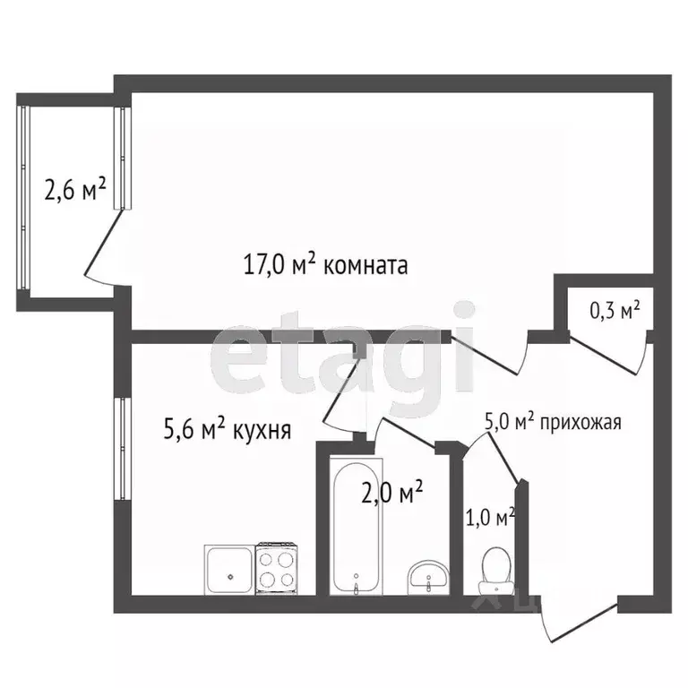 1-к кв. Санкт-Петербург Витебский просп., 61К3 (30.8 м) - Фото 2