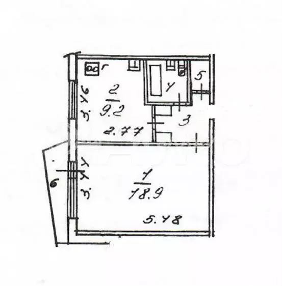 1-к. квартира, 38 м, 5/9 эт. - Фото 0