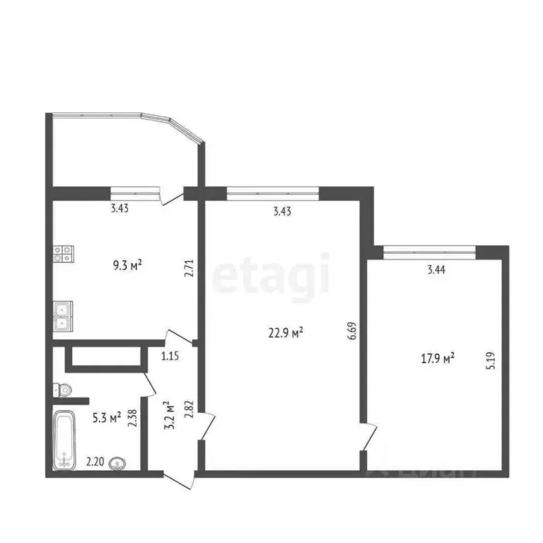 2-к кв. Тюменская область, Тюмень ул. Александра Митинского, 7к1 (58.8 ... - Фото 1
