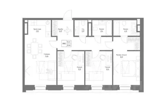 4-к кв. Татарстан, Казань Резиденция на Сары Садыковой жилой комплекс ... - Фото 1