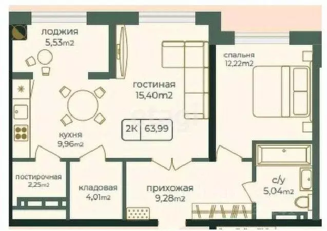 2-к кв. Дагестан, Каспийск просп. Акулиничева (63.99 м) - Фото 0