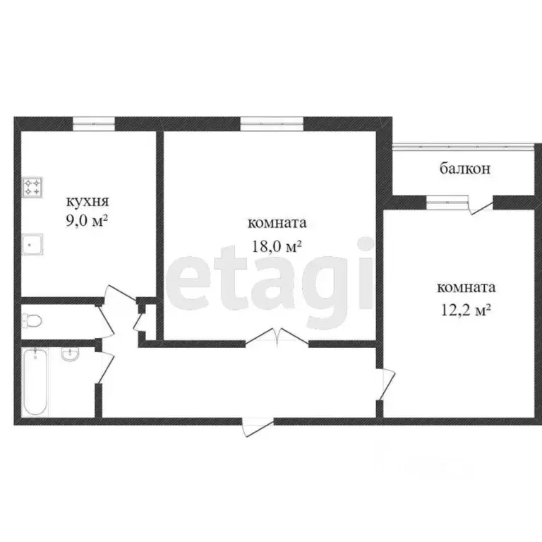 2-к кв. Красноярский край, Красноярск ул. Щорса, 31 (53.4 м) - Фото 1