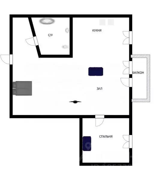 2-к кв. Томская область, Томск Учебная ул., 17 (36.6 м) - Фото 2