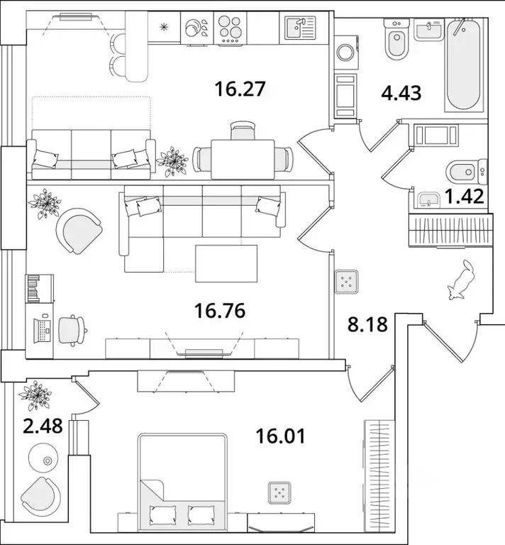 2-к кв. Санкт-Петербург Кубинская ул., 82к3с1 (64.5 м) - Фото 0