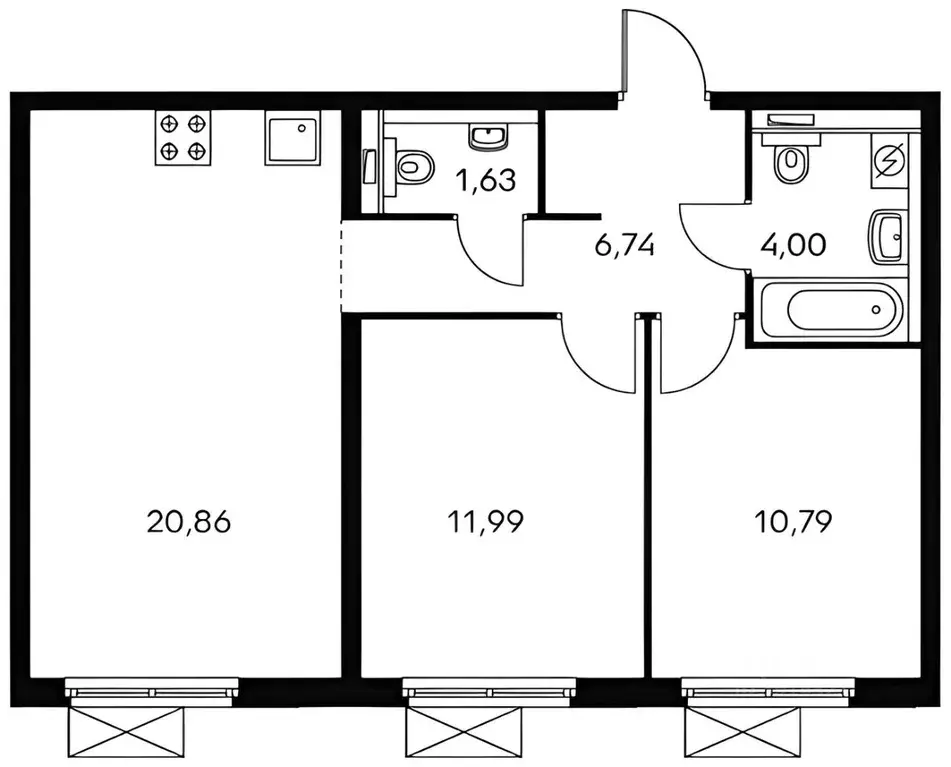 3-к кв. Москва Большая Филевская ул., 3к3 (56.0 м) - Фото 1