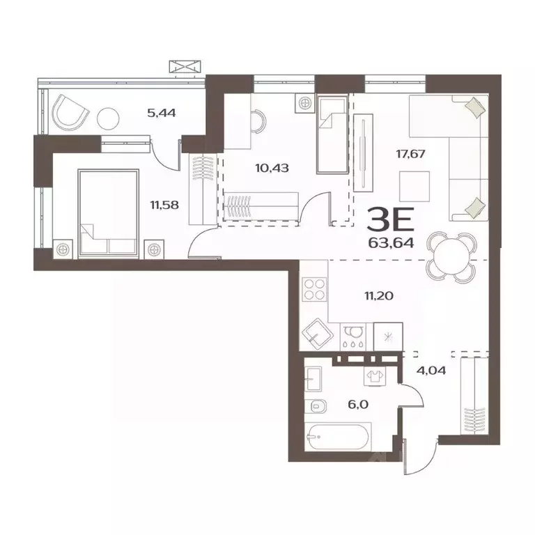 2-к кв. Приморский край, Владивосток ул. Слуцкого, 5А (63.64 м) - Фото 1