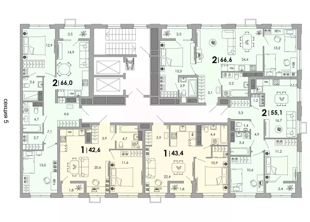 1-к кв. Владимирская область, Владимир Уно жилой комплекс (43.4 м) - Фото 2