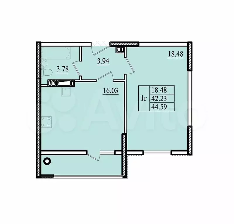 1-к. квартира, 44,6 м, 7/8 эт. - Фото 0