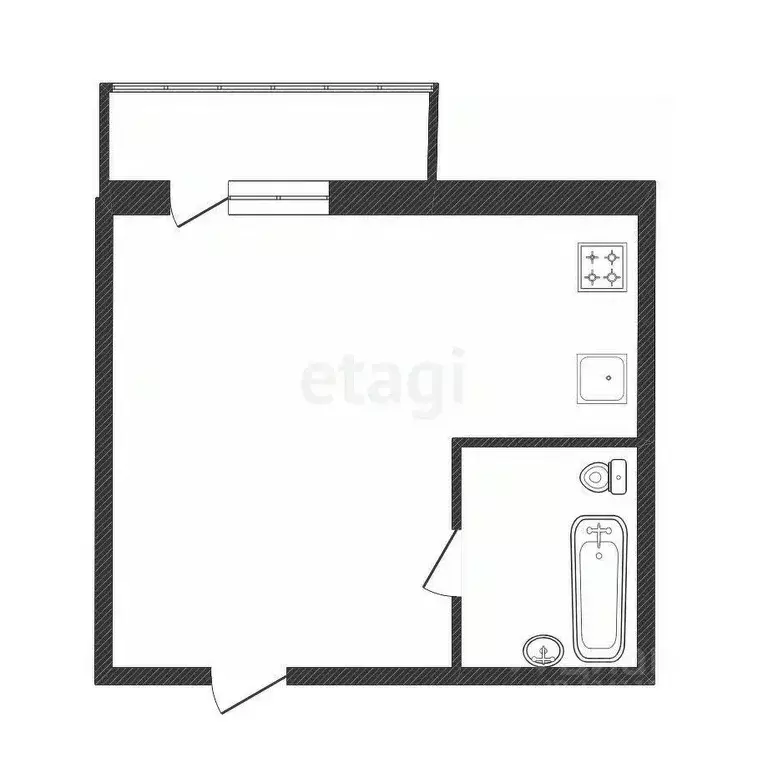 Студия Белгородская область, Белгород Харьковская ул., 3 (29.0 м) - Фото 1