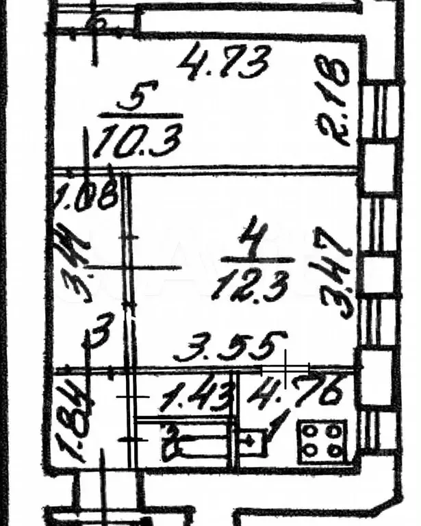 2-к. квартира, 35,1 м, 2/4 эт. - Фото 0