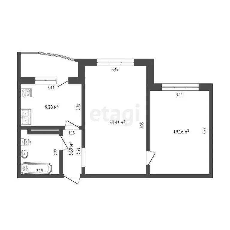 2-комнатная квартира: Тюмень, Широтная улица, 168к2 (62.8 м) - Фото 0