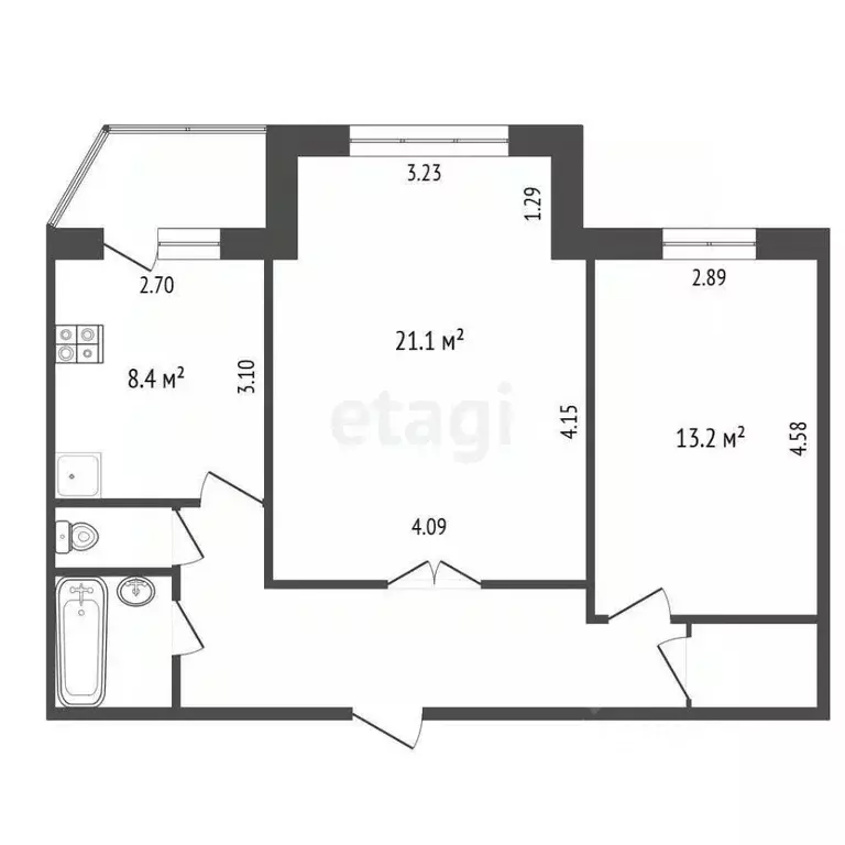 2-к кв. Ямало-Ненецкий АО, Муравленко ул. Нефтяников, 79 (60.6 м) - Фото 1
