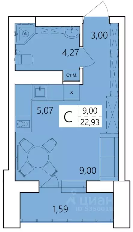 Студия Башкортостан, Уфа ул. Пожарского, 237 (22.93 м) - Фото 1