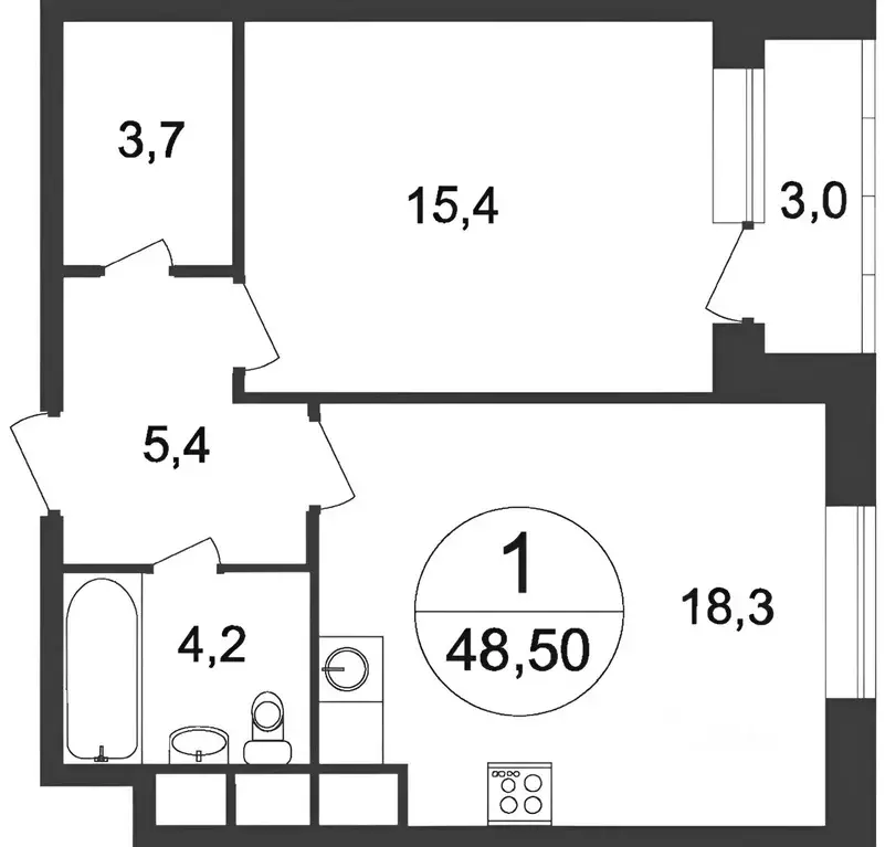 1-к кв. Москва, Москва, Московский г. ул. Москвитина, 9к1 (48.5 м) - Фото 2
