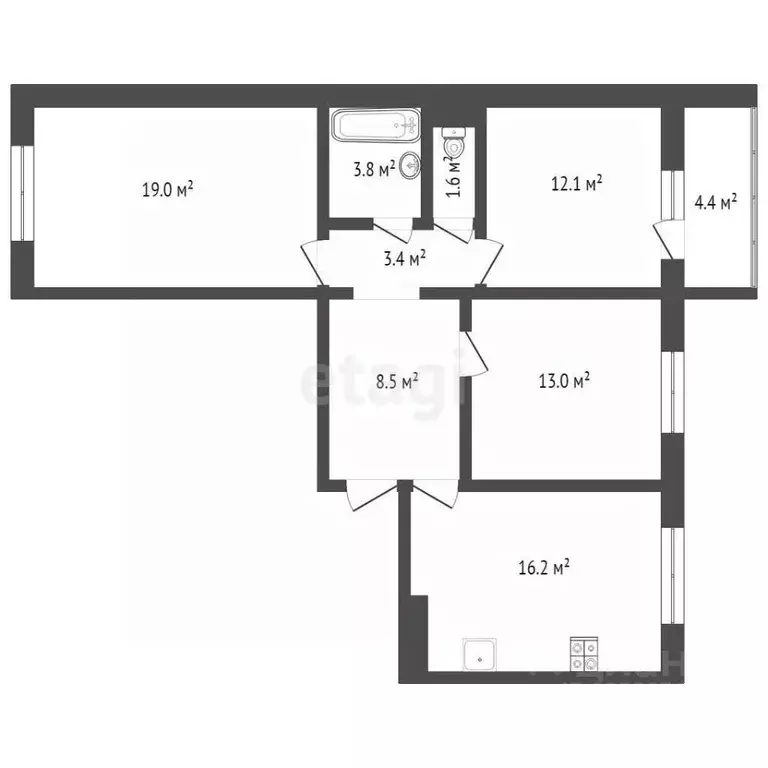 3-к кв. Орловская область, Орловский муниципальный округ, д. Образцово ... - Фото 2