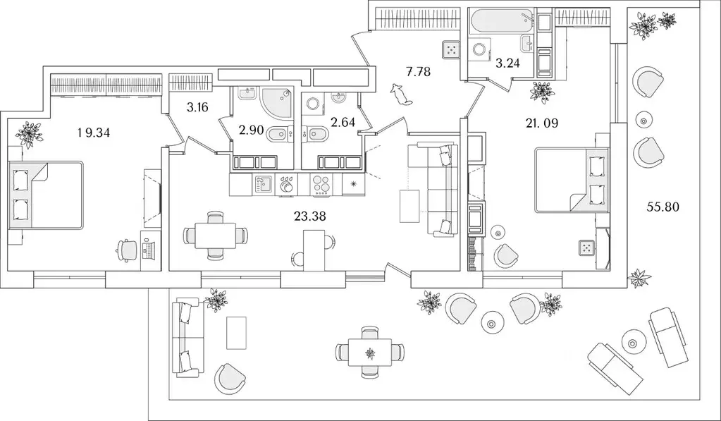 2-к кв. Санкт-Петербург Полюстрово тер.,  (100.27 м) - Фото 0