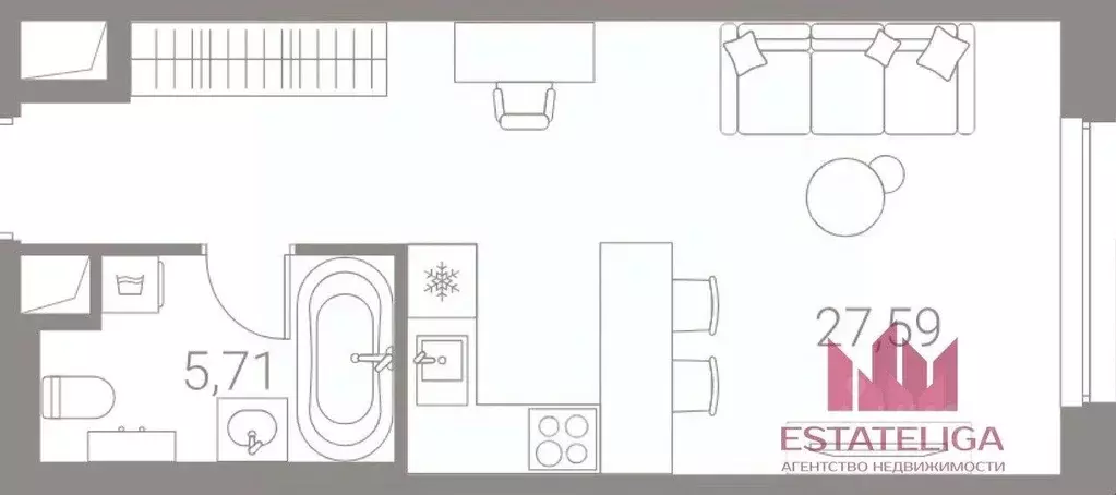Квартира, студия, 32.6 м - Фото 2