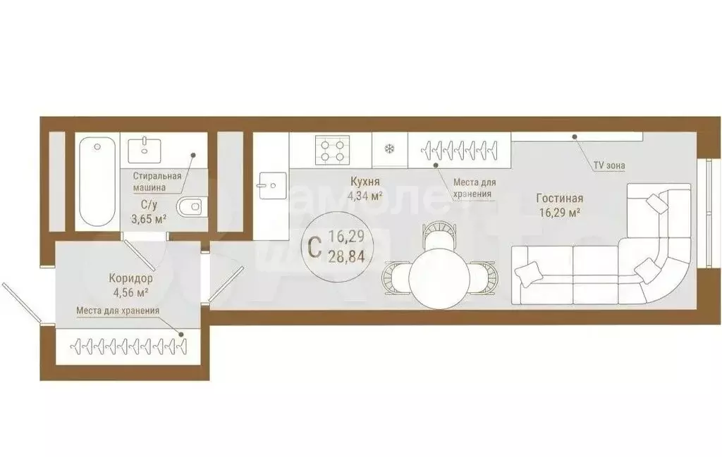 Квартира-студия: Уфа, проспект Октября, 75 (29.4 м) - Фото 2