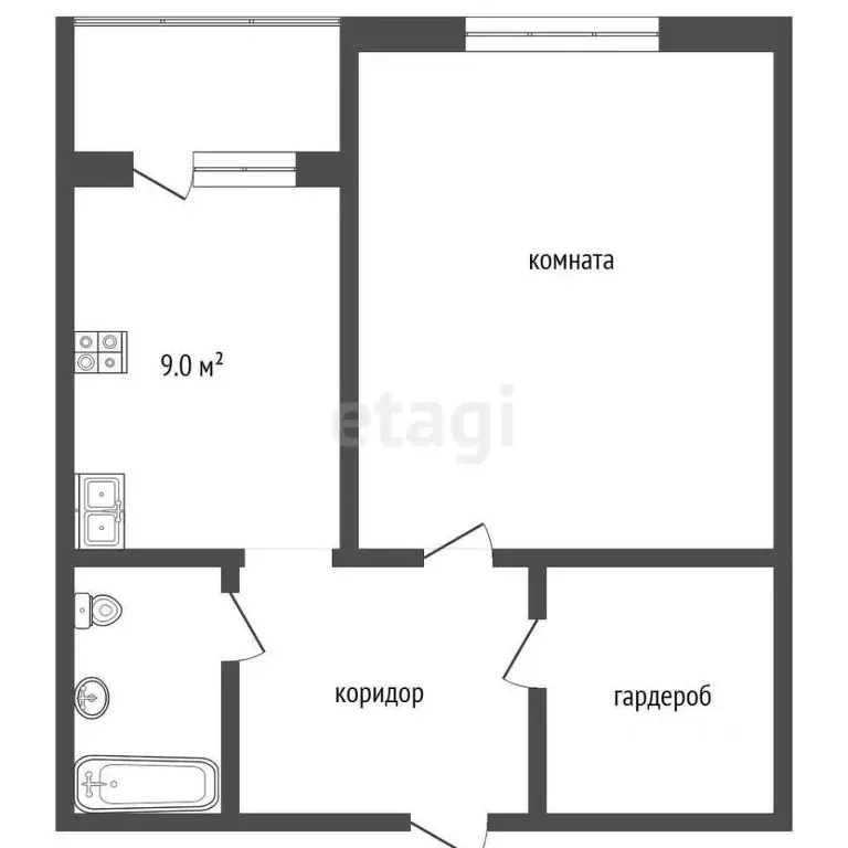 1-к кв. Ханты-Мансийский АО, Нягань 6-й мкр, 5 (36.8 м) - Фото 0