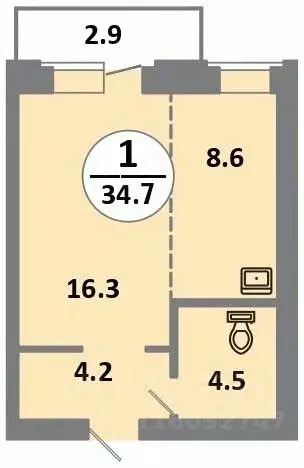 1-к кв. Красноярский край, Красноярск просп. 60 лет Образования СССР, ... - Фото 1