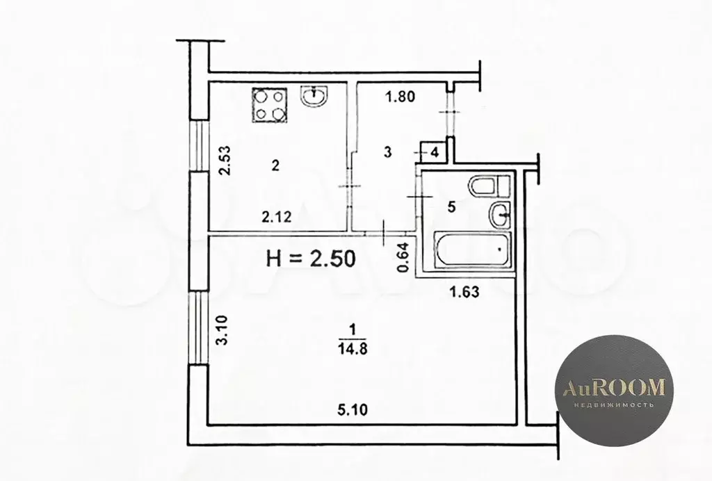 1-к. квартира, 27 м, 1/5 эт. - Фото 0