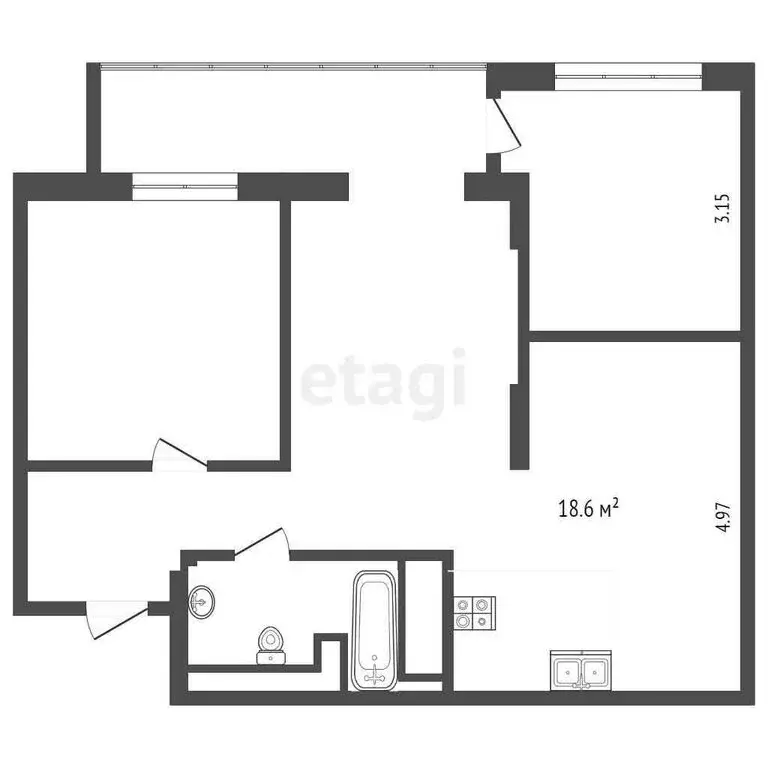 2-комнатная квартира: Тюмень, улица Газовиков, 73 (69.3 м) - Фото 0