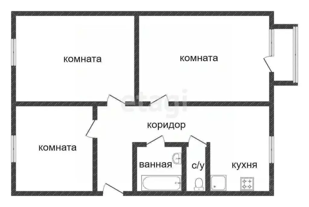 3-к кв. Курганская область, Курган просп. Конституции, 50 (62.9 м) - Фото 1