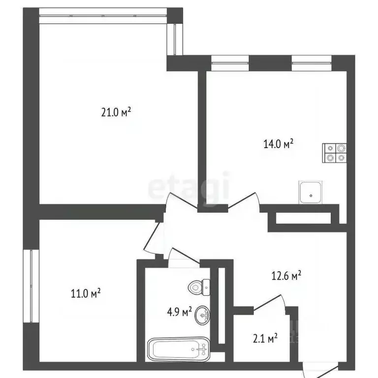 2-к кв. Тюменская область, Тюмень проезд Тихий, 6 (64.0 м) - Фото 1
