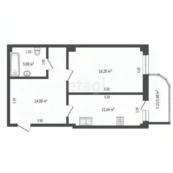 1-к кв. Севастополь просп. Юрия Гагарина, 52/1 (46.8 м) - Фото 2