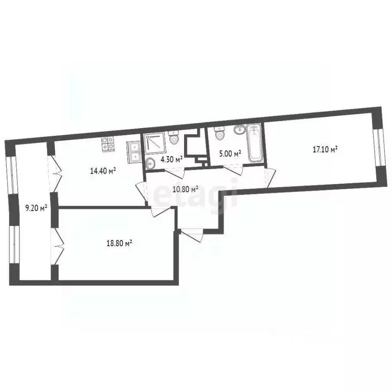 2-к кв. Санкт-Петербург Петровский просп., 28к1 (69.3 м) - Фото 1