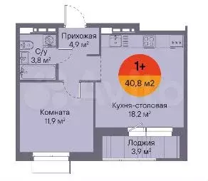 1-к. квартира, 49 м, 3/16 эт. - Фото 1