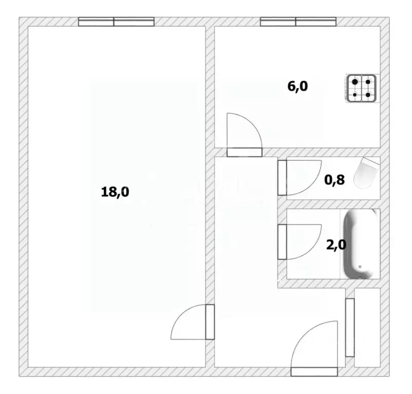 1-к кв. Калининградская область, Калининград Батальная ул., 74 (32.0 ... - Фото 2